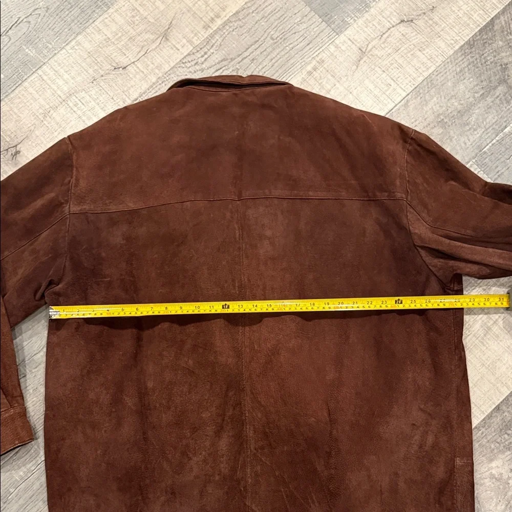 Vintage GUESS Men's Dark Brown Suede Shirt Jacket - Picture 13 of 16